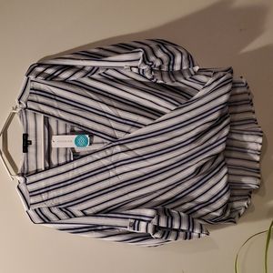 Striped Wrap Blouse